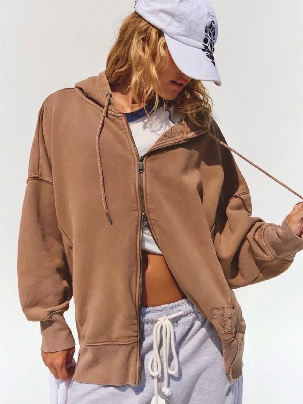 Free People Sprint To The Finish Zip-Up Brown Utility Jacket small